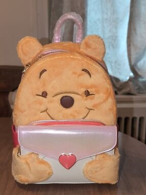 Loungefly Disney Winnie the Pooh Love Letter Faux Fur Figural Mini Backpack